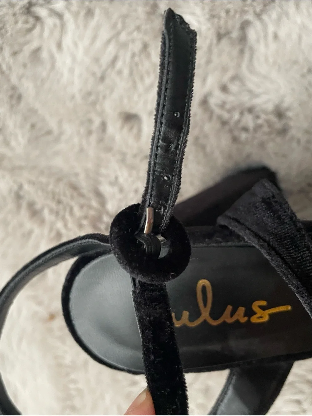 Lulu's Black Velvet Platform Block Heels with Ankle Tie size 8 to 9 worn once!